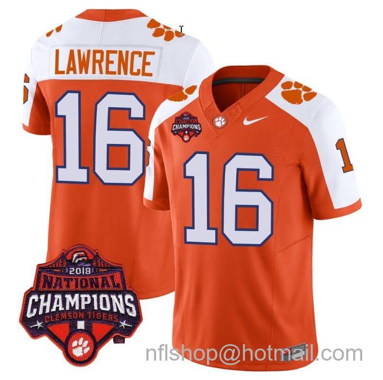 Men's Nike Trevor Lawrence Jersey #16 Clemson Tigers Vapor Limited Champions Patch College Football Stitched Alternate