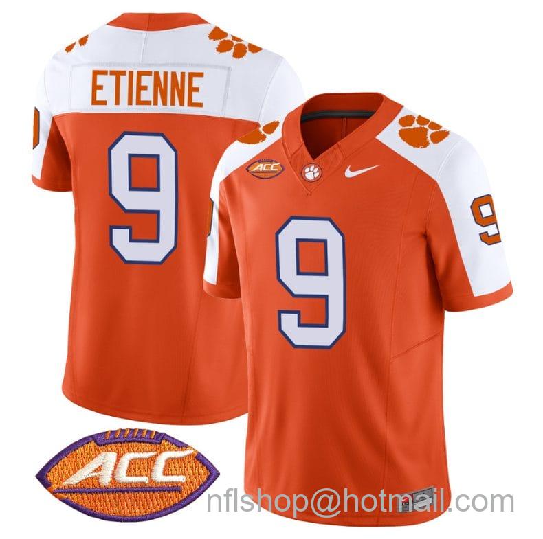 Men's Nike Travis Etienne Jersey #9 Clemson Tigers Vapor Limited Acc Patch College Football Stitched Alternate