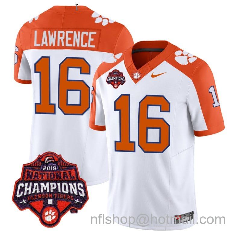 Men's Nike Trevor Lawrence Jersey #16 Clemson Tigers Vapor Limited Champions Patch College Football Stitched Inverted