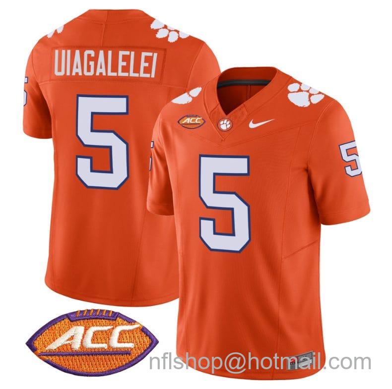 Men's Nike DJ Uiagalelei Jersey #5 Clemson Tigers Vapor Limited Acc Patch College Football Stitched Orange