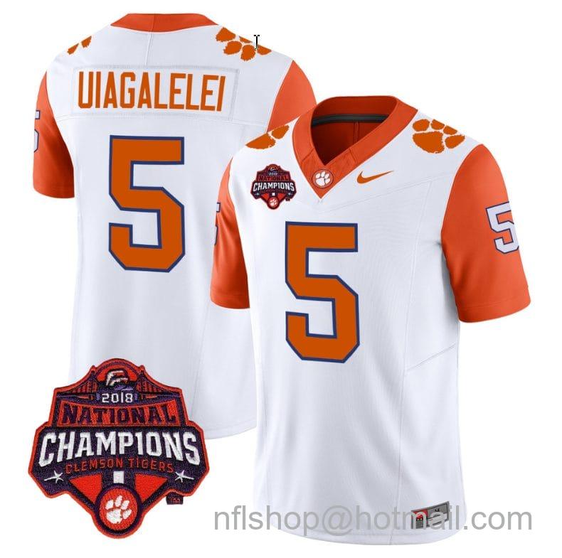 Men's Nike DJ Uiagalelei Jersey #5 Clemson Tigers Vapor Limited Champions Patch College Football Stitched Orange Sleeves