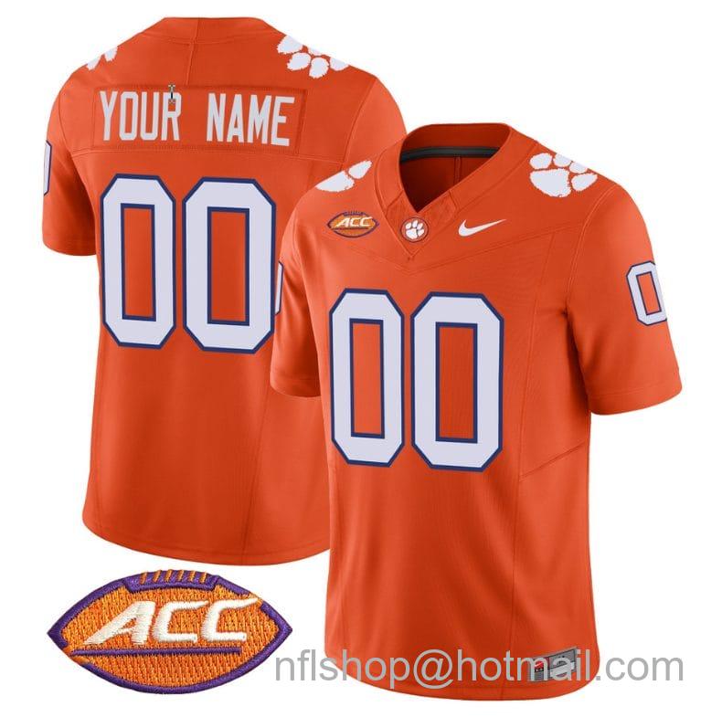 Men's Nike Custom Clemson Tigers Jersey Name and Number Vapor Limited ACC Patch College Football Stitched Orange