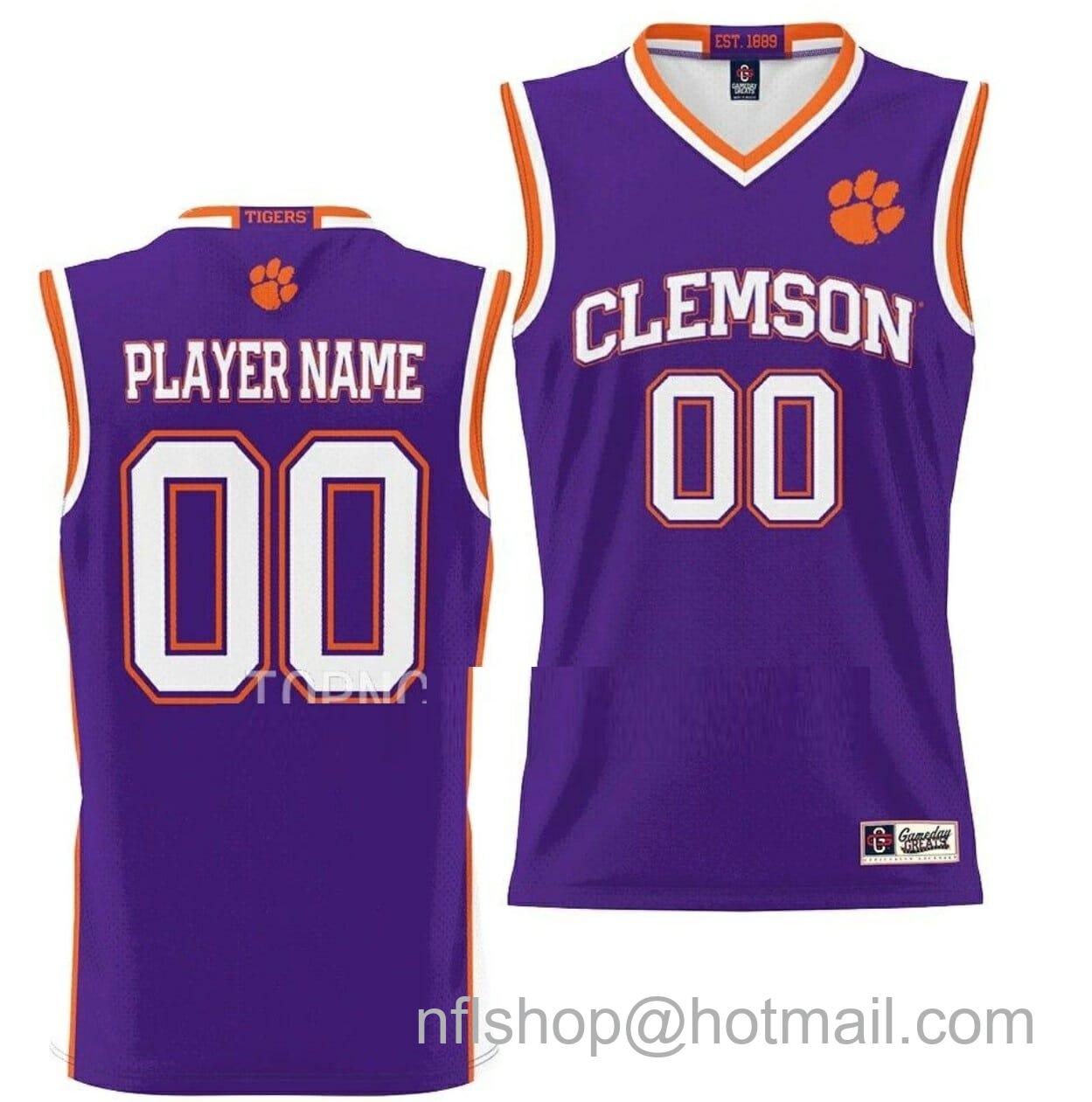 Men's Gameday Great Custom Clemson Tigers Jersey Name and Number College Basketball NIL Pick-A-Player Purple