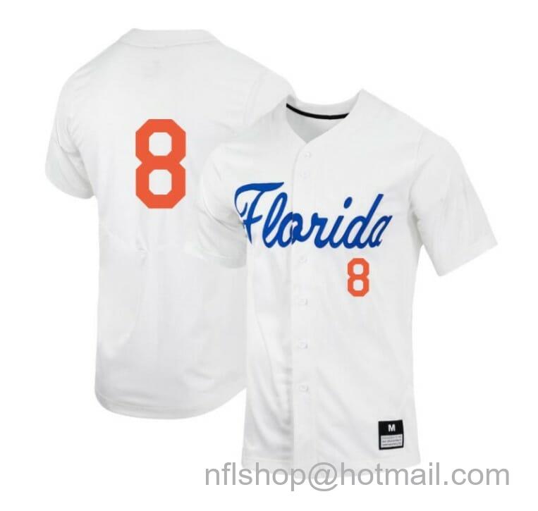 Men's Nike Brandon Sproat Jersey Florida Gators Baseball NCAA College White Alumni #8