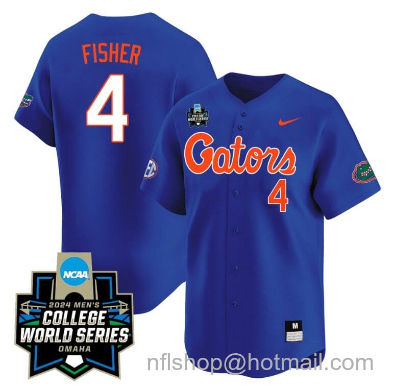 Men's Nike Cade Kurland Jersey #4 Florida Gators 2024 College World Series Vapor Premier Limited NCAA Baseball Stitched Gators Blue