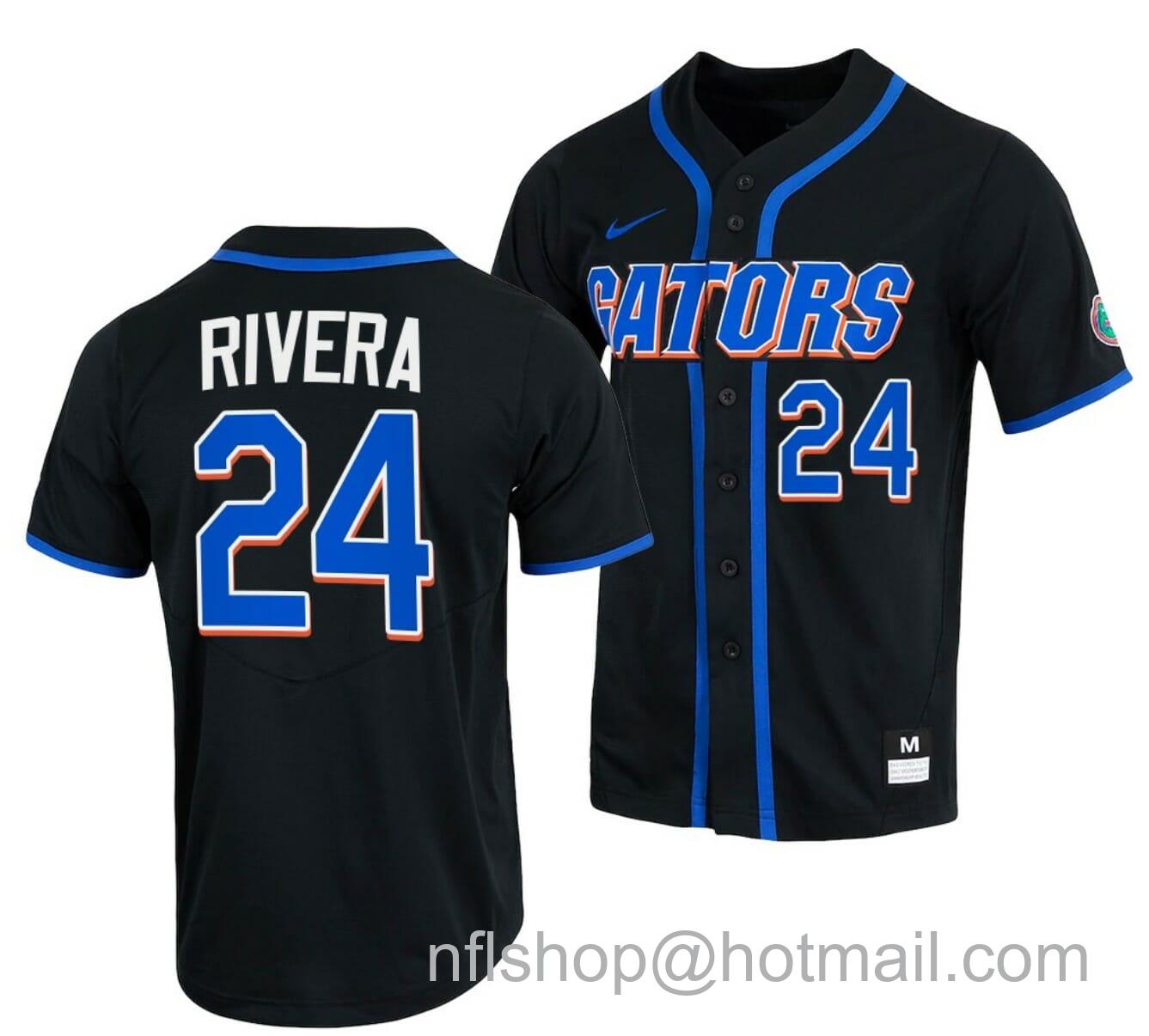 Men's Nike Josh Rivera Jersey Florida Gators Baseball NCAA College Black Full-Button #24