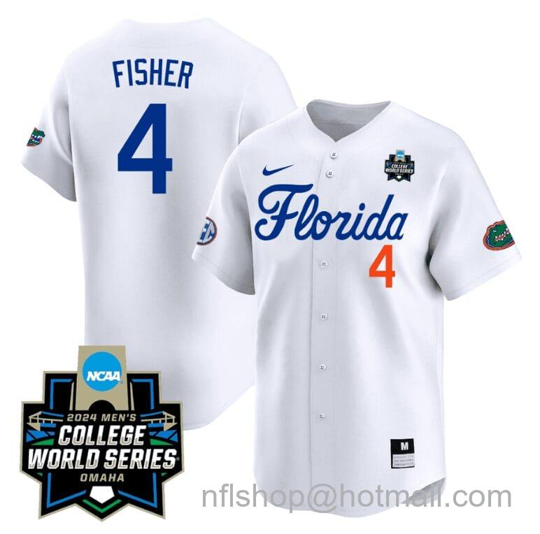 Men's Nike Cade Kurland Jersey #4 Florida Gators 2024 College World Series Vapor Premier Limited NCAA Baseball Stitched Florida White