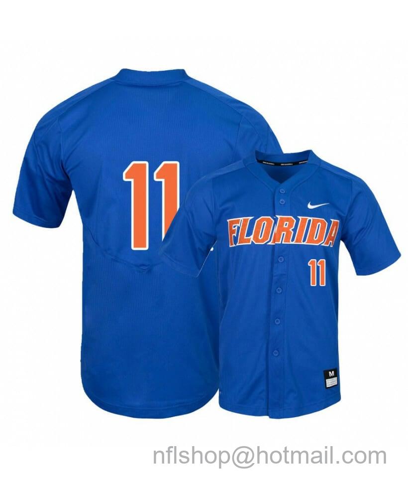 Men's Nike Florida Gators 11 Nathan Hickey Blue College Baseball Jersey