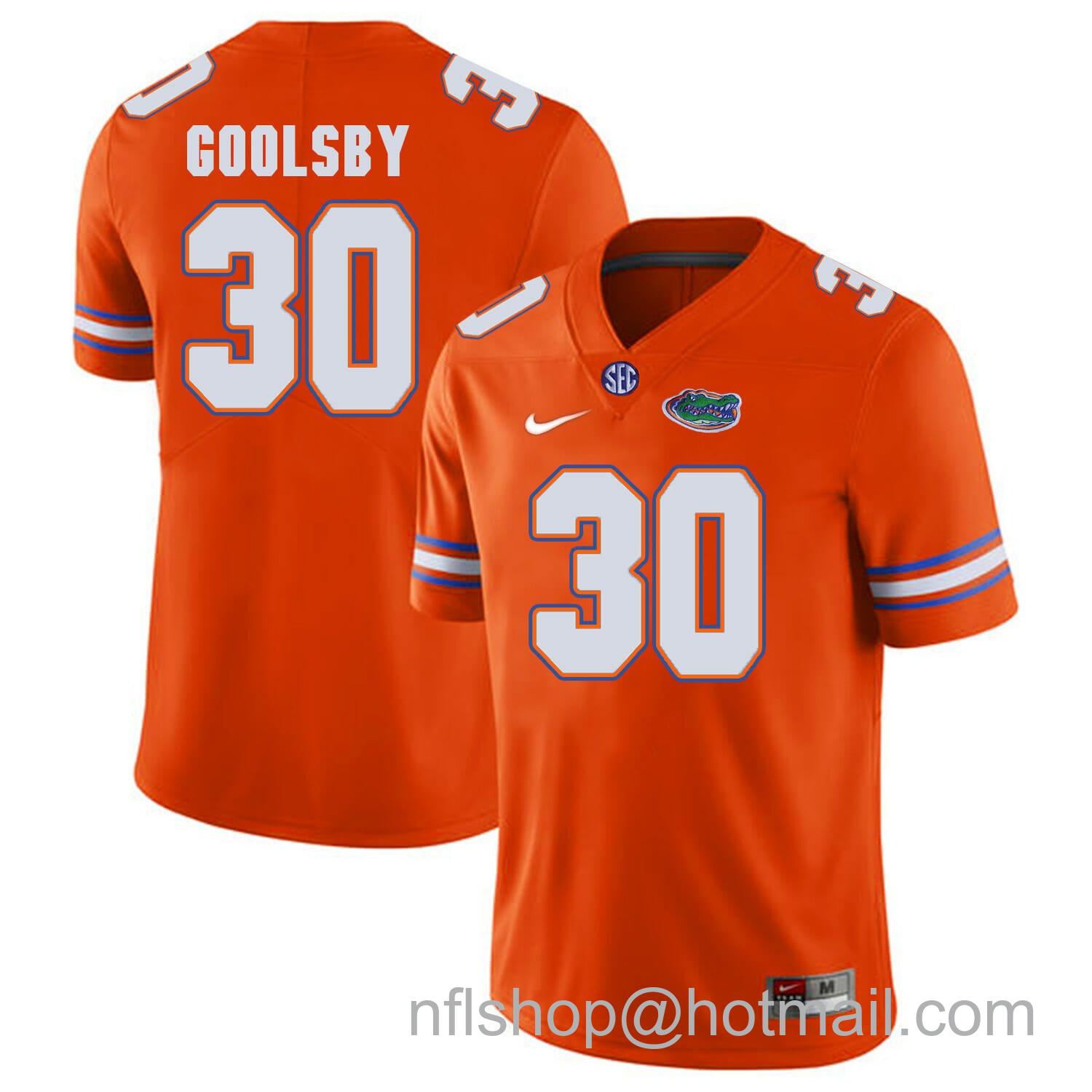 Men's Nike Florida Gators #30 DeAndre Goolsby NCAA Football Jersey Orange Logo Patch