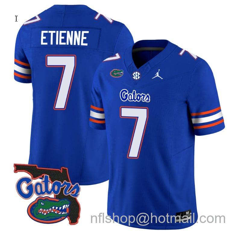 Men's Jordan Brand Trevor Etienne Jersey #7 Florida Gators Vapor Limited Florida Map College Football Royal