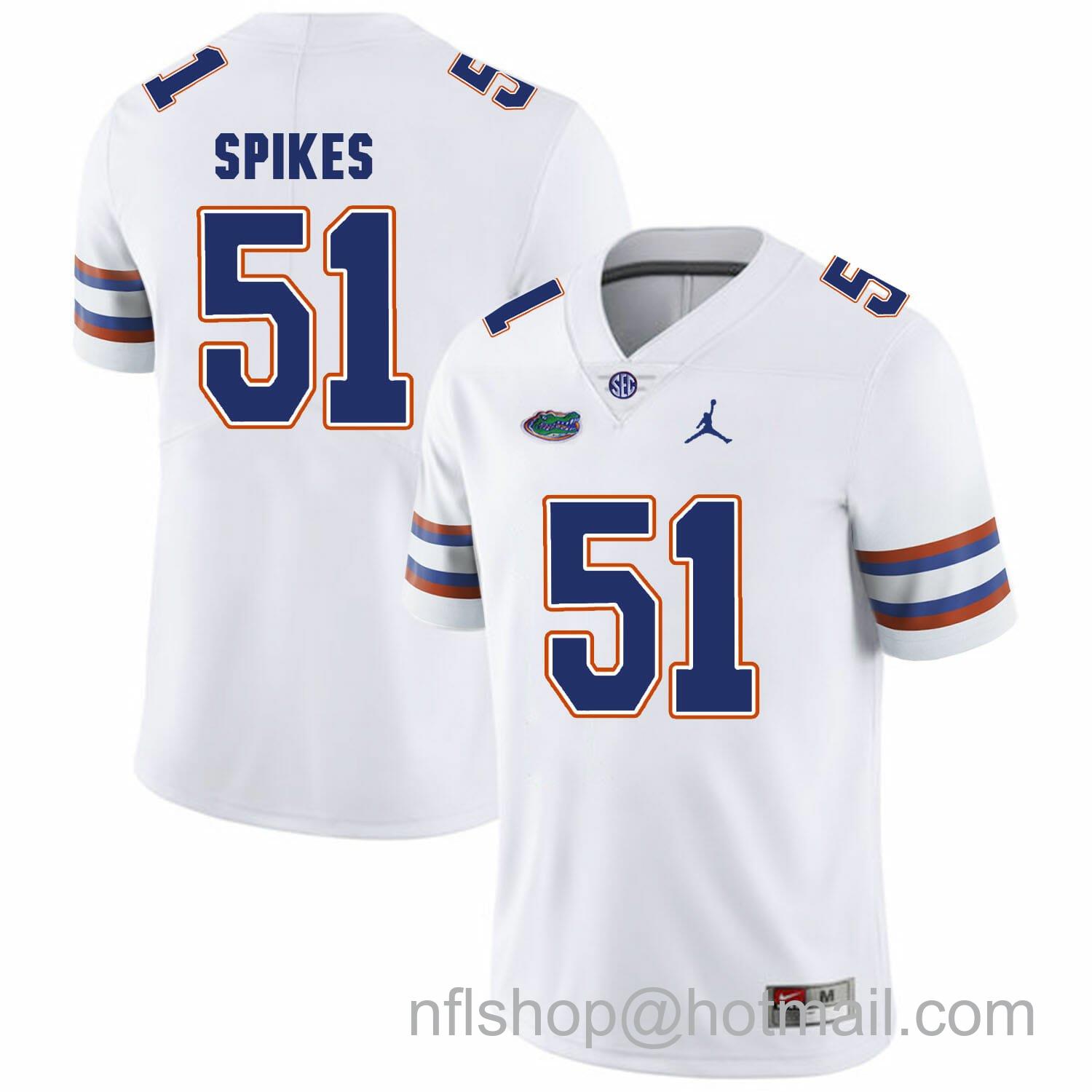 Men's Jordan Brand Florida Gators #51 Brandon Spikes NCAA Football Jersey White Logo Patch