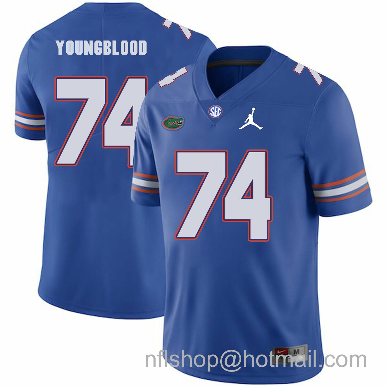 Men's Jordan Brand Florida Gators #74 Jack Youngblood NCAA Football Jersey Blue Logo Patch