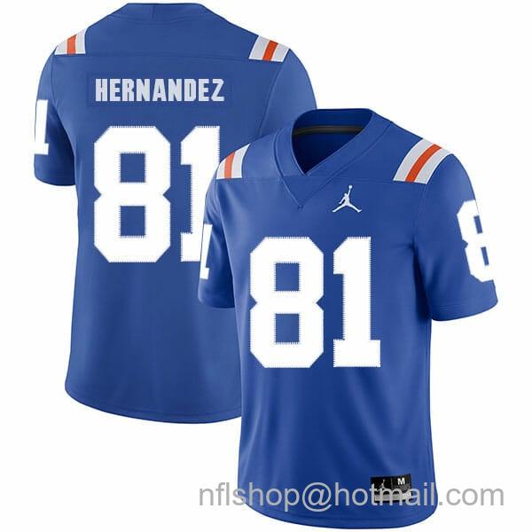 Men's Jordan Brand Florida Gators #81 Aaron Hernandez NCAA Football Jersey Blue