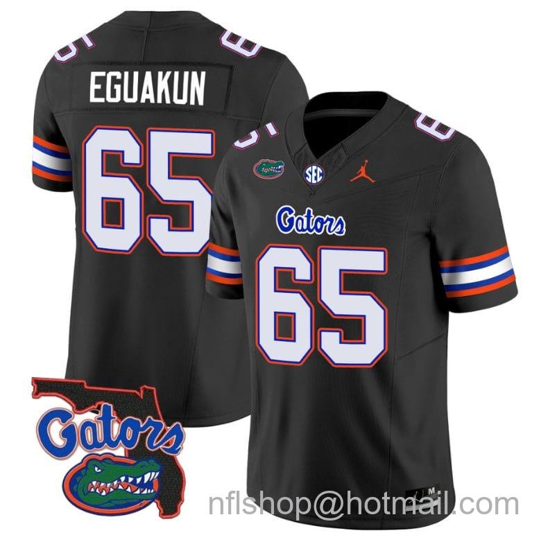 Men's Jordan Brand Kingsley Eguakun Jersey #65 Florida Gators Vapor Limited Florida Map College Football Black