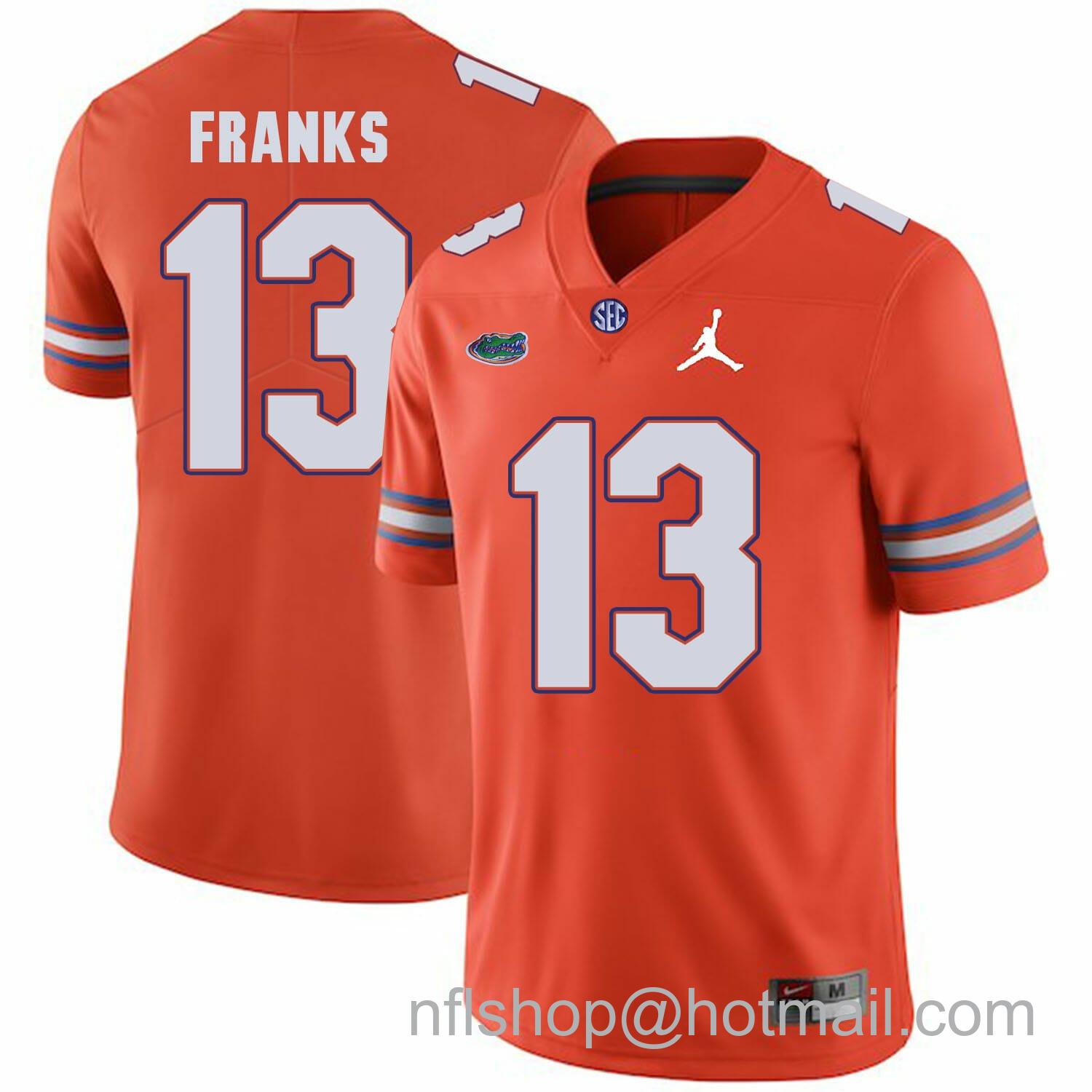 Men's Jordan Brand Florida Gators #13 Feleipe Franks College Football Jersey Orange Logo Patch