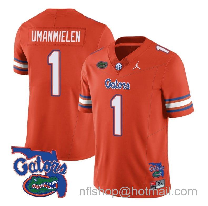 Men's Jordan Brand Princely Umanmielen Jersey #1 Florida Gators Vapor Limited College Football Orange