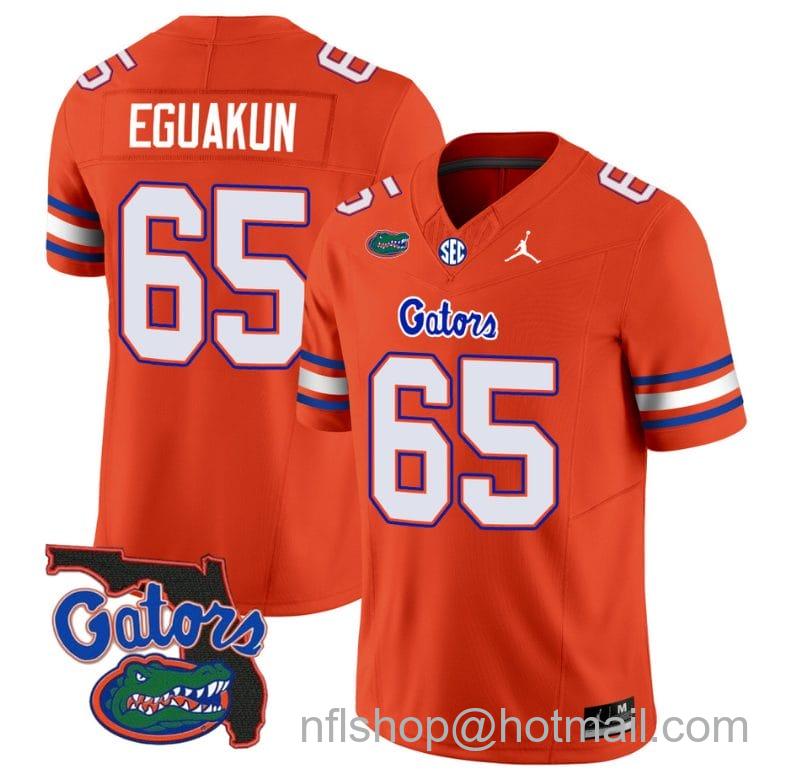 Men's Jordan Brand Kingsley Eguakun Jersey #65 Florida Gators Vapor Limited Florida Map College Football Orange