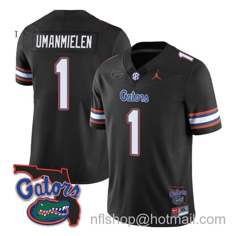 Men's Jordan Brand Princely Umanmielen Jersey #1 Florida Gators Vapor Limited College Football Black