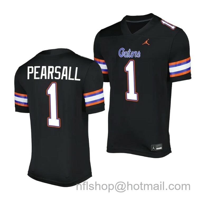 Men's Jordan Brand Florida Gators Ricky Pearsall Jersey #1 Alternate Game Black 2023 Salute To Service Uniform