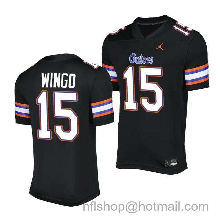 Men's Jordan Brand Florida Gators Derek Wingo Jersey #15 Alternate Game Black 2023 Salute To Service Uniform