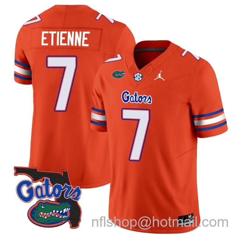 Men's Jordan Brand Trevor Etienne Jersey #7 Florida Gators Vapor Limited Florida Map College Football Orange