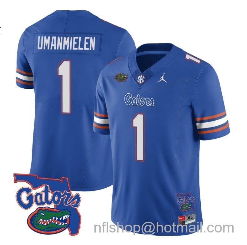 Men's Jordan Brand Princely Umanmielen Jersey #1 Florida Gators Vapor Limited College Football Royal