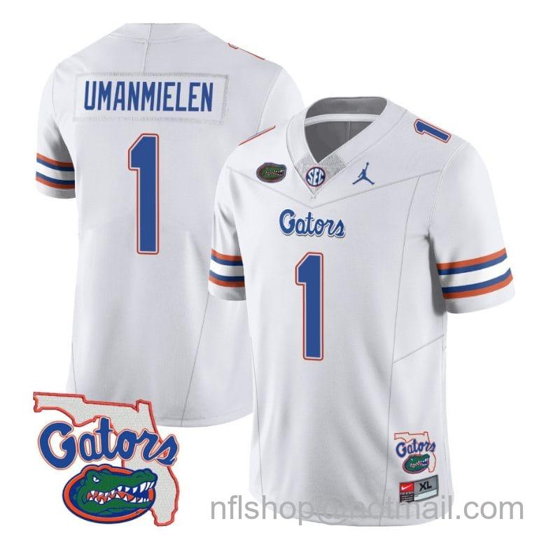 Men's Jordan Brand Princely Umanmielen Jersey #1 Florida Gators Vapor Limited College Football White