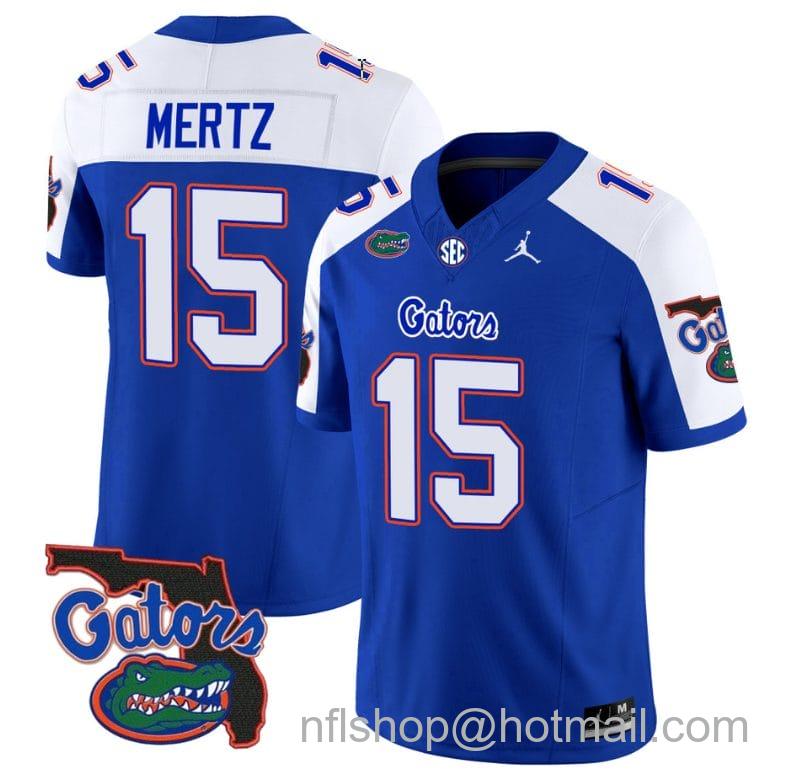 Men's Jordan Brand Graham MertzJersey #15 Florida Gators Vapor Limited Florida Map College Football Royal Alternate