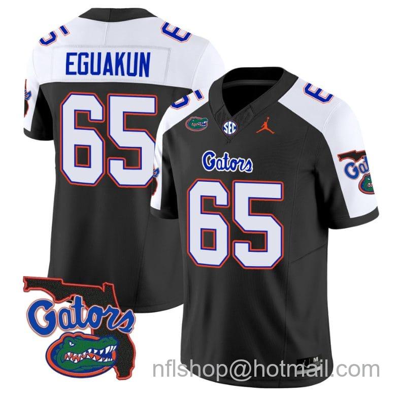 Men's Jordan Brand Kingsley Eguakun Jersey #65 Florida Gators Vapor Limited Florida Map College Football Black Alternate