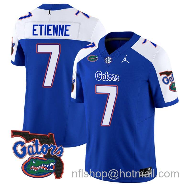 Men's Jordan Brand Trevor Etienne Jersey #7 Florida Gators Vapor Limited Florida Map College Football Royal Alternate