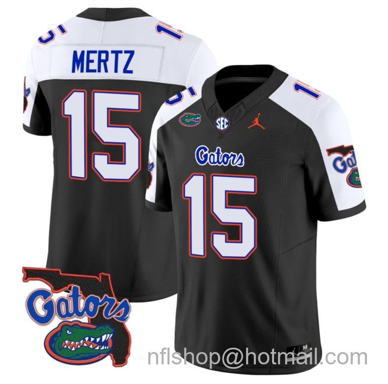 Men's Jordan Brand Graham MertzJersey #15 Florida Gators Vapor Limited Florida Map College Football Black Alternate