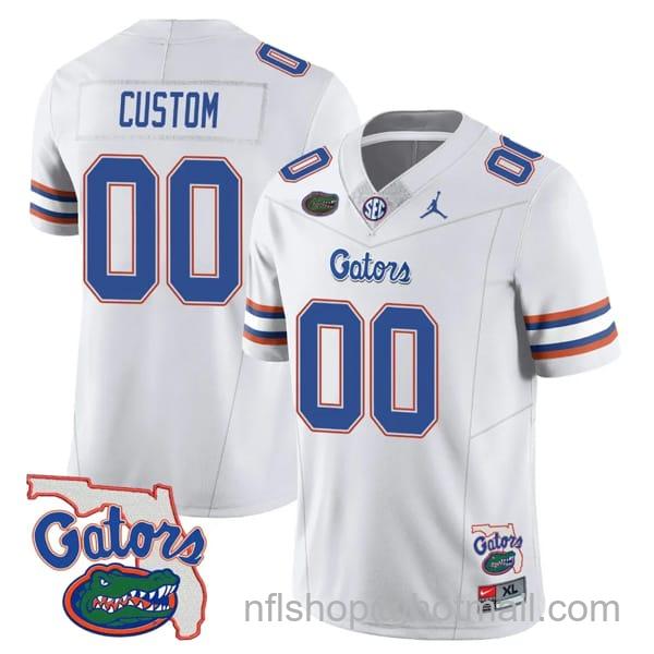 Men's Jordan Brand Custom Florida Gators Jersey Name and Number College Football White Limited All Stitched