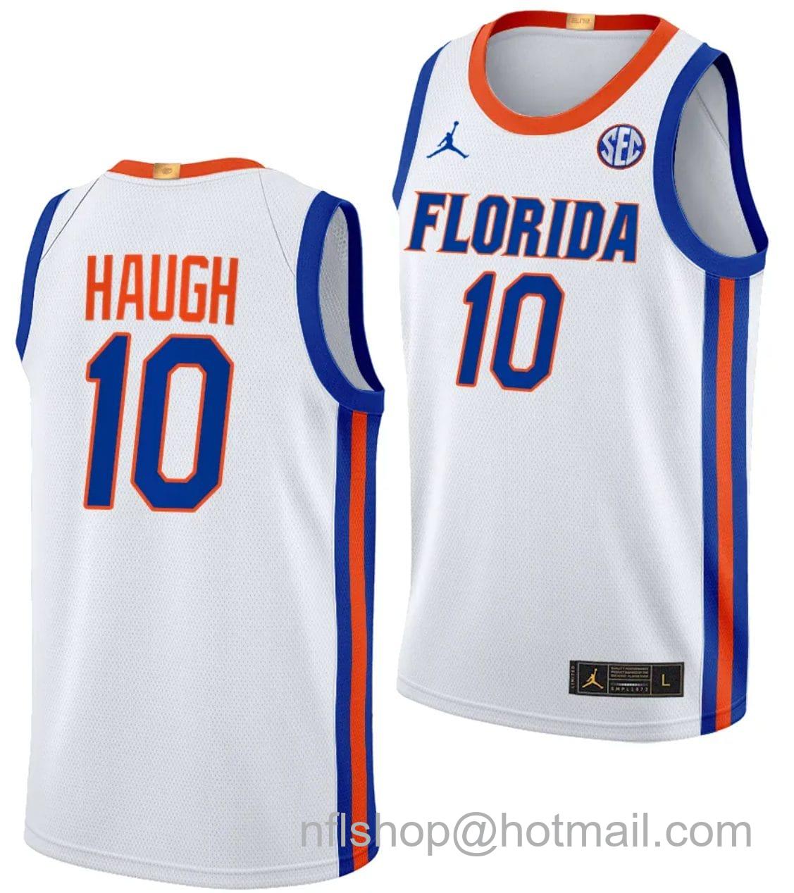 Men's Jordan Brand Thomas Haugh Jersey #10 Florida Gators Limited College Basketball 2023-24 Home White