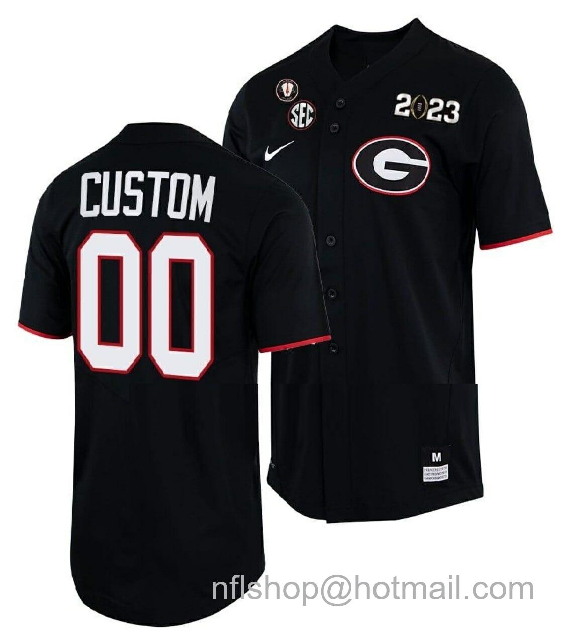 Men's Nike Custom Georgia Bulldogs Baseball Jersey Name and Number NCAA College 2022 National Champions Black