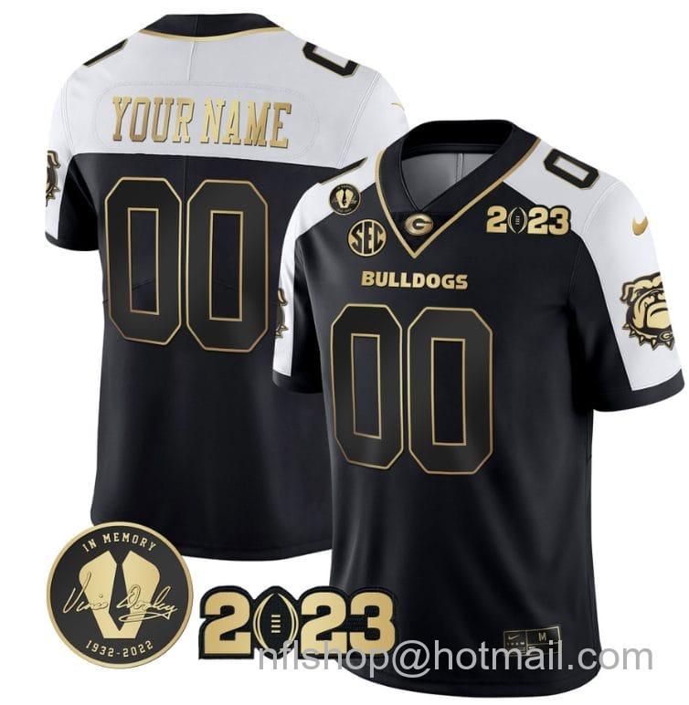 Men's Nike Custom Georgia Bulldogs Jersey Name and Number Football 2023 Vince Dooley Patch Alternate