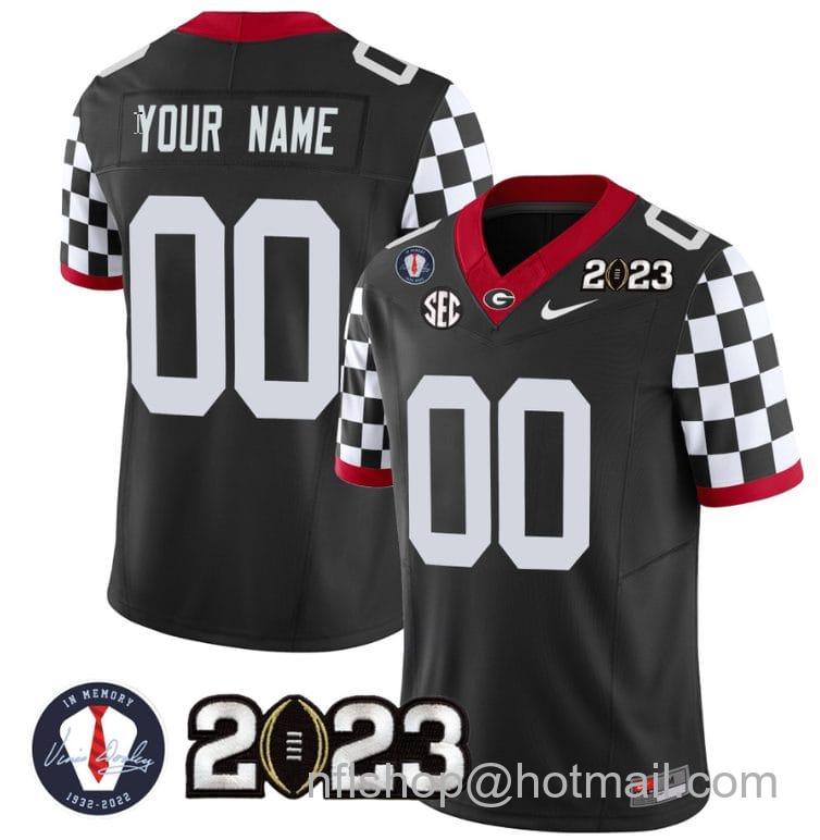 Men's Nike Custom Georgia Bulldogs Jersey Name and Number Football 2023 Vince Dooley Patch Black