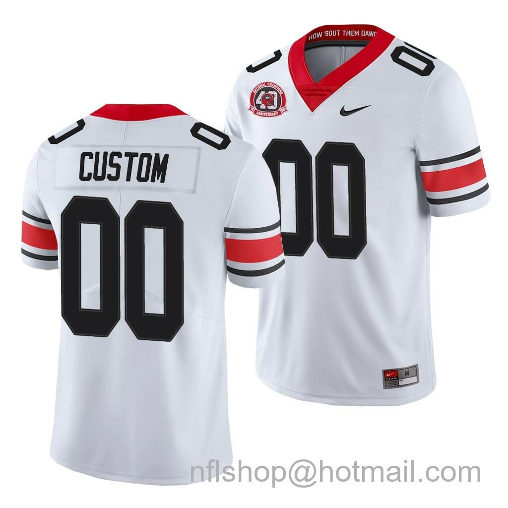 Men's Nike Georgia Bulldogs Custom Jersey White College Football 40th Anniversary Alternate