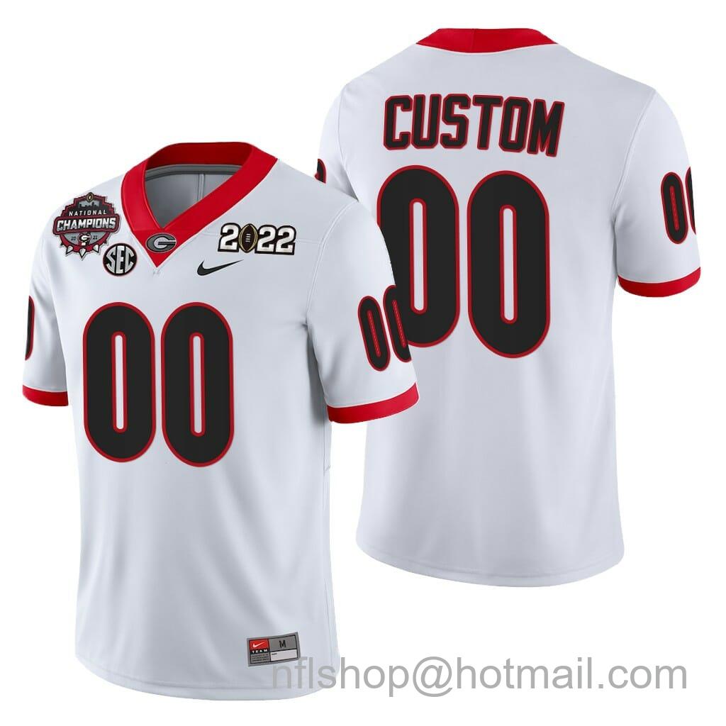 Men's Nike Custom Georgia Bulldog Jersey 2021-22 CFP National Champions White