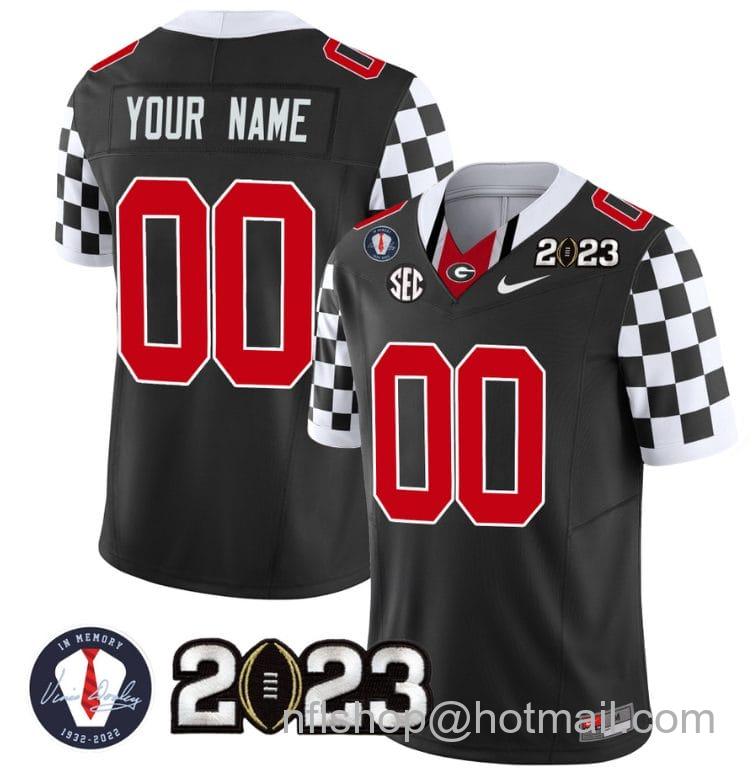 Men's Nike Custom Georgia Bulldogs Jersey Name and Number Football 2023 Vince Dooley Patch Black Limited