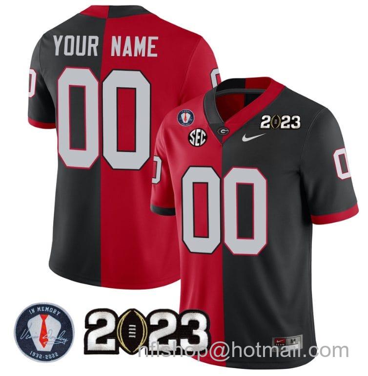 Men's Nike Custom Georgia Bulldogs Jersey Name and Number Football 2023 Vince Dooley Patch Split Red Black