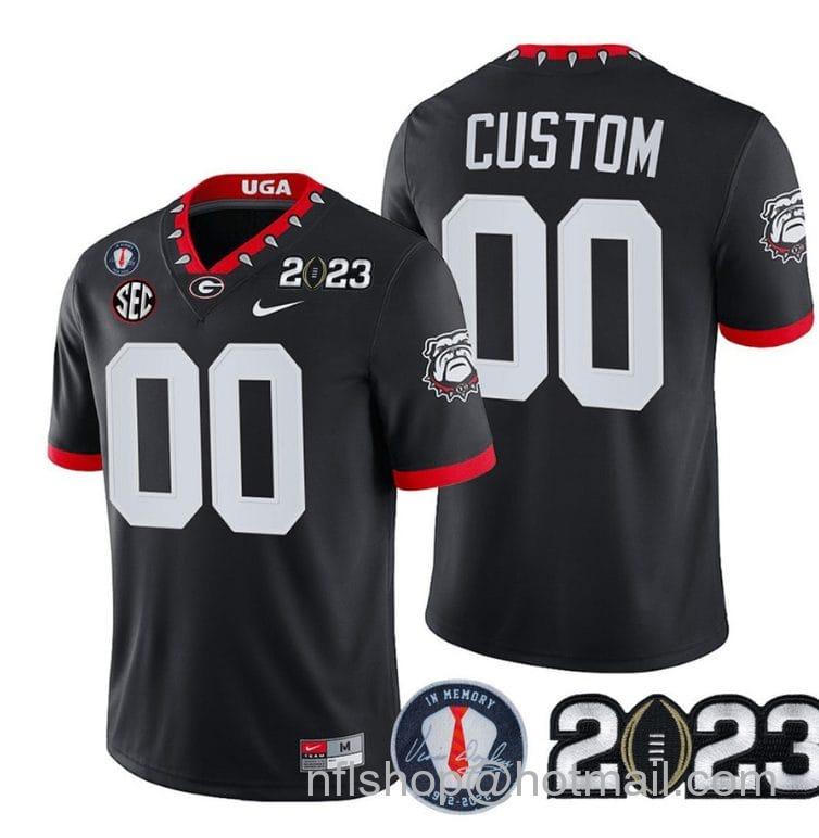 Men's Nike Custom Georgia Bulldogs Jersey Name and Number Football 2023 Vince Dooley Patch Regular Black