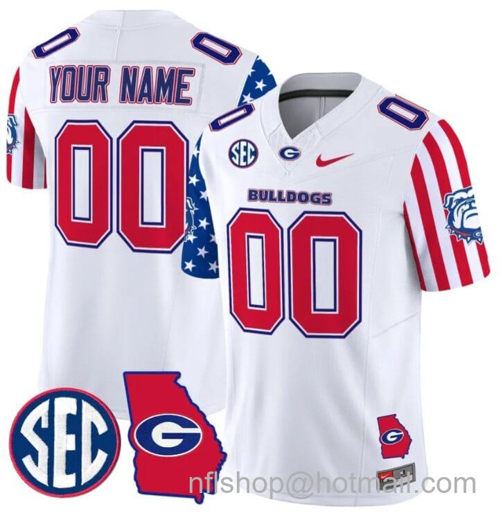 Men's Nike Custom Georgia Bulldogs Jersey Name and Number American Style Vapor Limited Football Stitched White