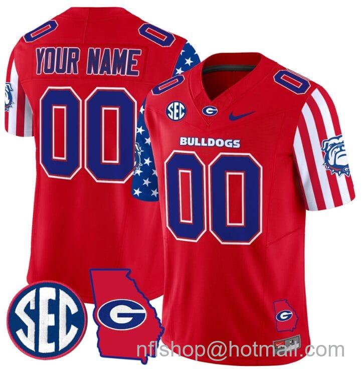 Men's Nike Custom Georgia Bulldogs Jersey Name and Number American Style Vapor Limited Football Stitched Red