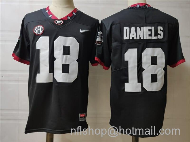 Men's Nike Georgia Bulldogs #18 Daniels College Football Jersey Black