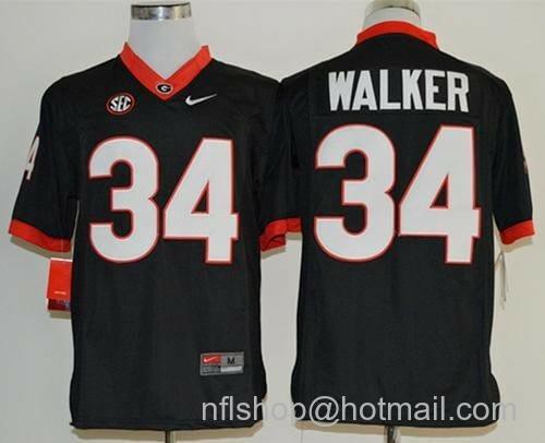 Men's Nike Georgia Bulldogs #34 Herschel Walker NCAA Black SEC Patch Jersey