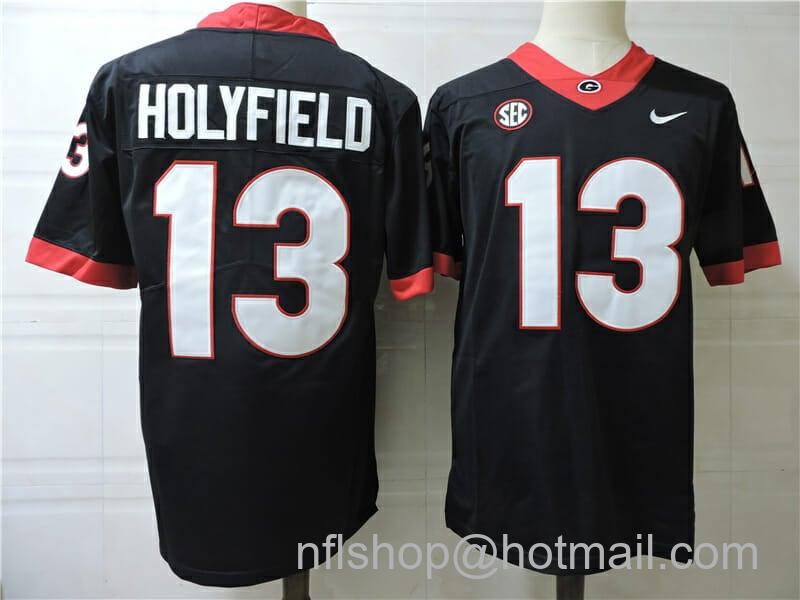 Men's Nike Georgia Bulldogs #13 Holyfield College Football Jersey