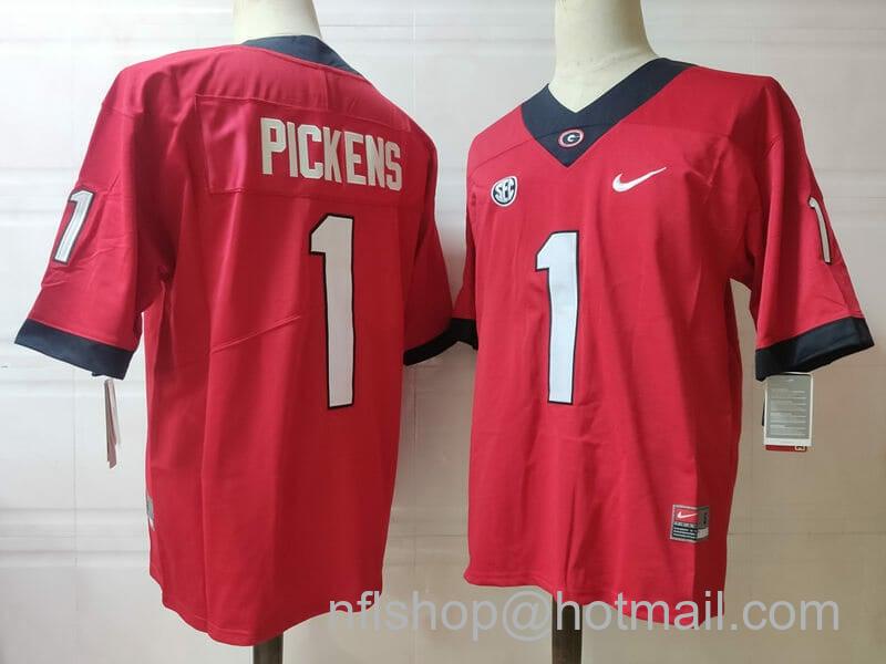 Men's Nike Georgia Bulldogs #1 George Pickens NCAA Football Jersey Red