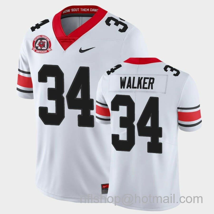 Men's Nike Georgia Bulldogs #34 Herchel Walker White College Football 40th Anniversary Alternate Jersey