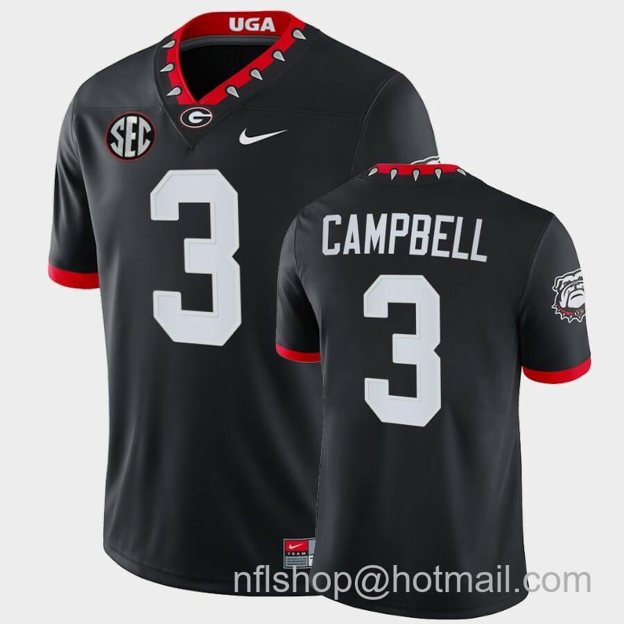 Men's Nike Georgia Bulldogs #3 Tyson Campbell Black Mascot 100th Anniversary Alumni Jersey