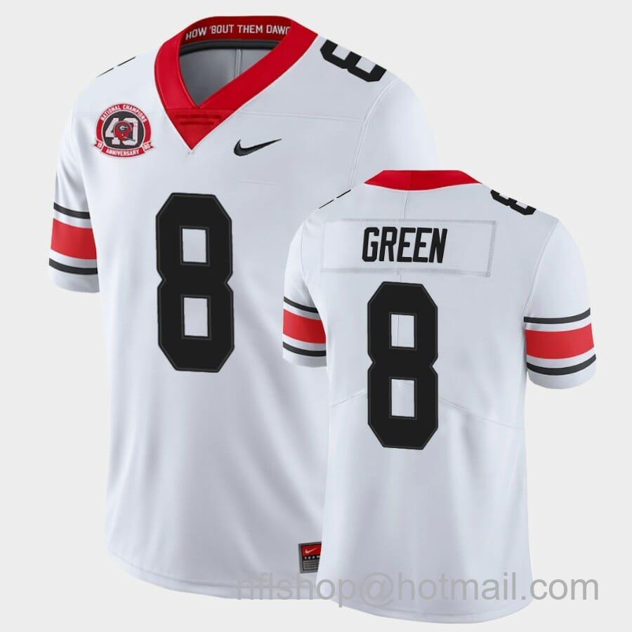 Men's Nike Georgia Bulldogs #8 A.J. Green White College Football 40th Anniversary Alternate Jersey